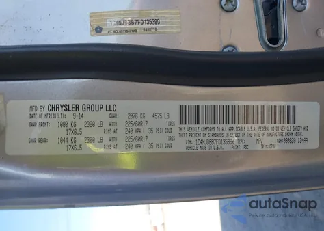 2015 Jeep Compass Sport из США, поврежденный, VIN 1C4NJDBB7FD135390